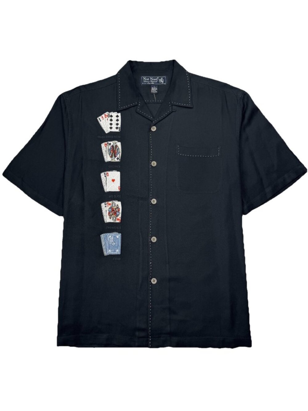 Nat Nast Limited Edition #191 Mens L Texas Hold’em Silk Shirt Poker Bowling Camp
